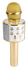 Max KM01 Karaoke mikrofon s reproduktorem, BT a MP3, zlatý