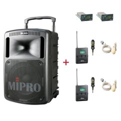 MIPRO MA-808 + 2× MU-53LS – klopová kardioidní sada, tělová