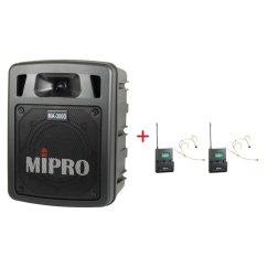 MIPRO MA-300D + 2× MU-506HS – náhlavní kardioidní sada, tělová