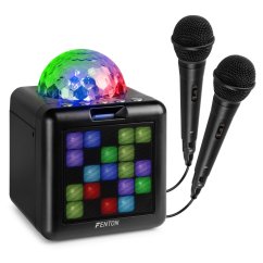Fenton KAR15B Karaoke reproduktor se 2 mikrofony, černá barva
