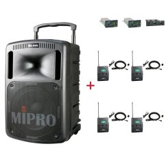 MIPRO MA-808 + 4× MU-55L – klopová všesměrová sada, černá