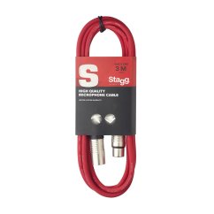 Stagg SMC3 CRD, kabel mikrofonní XLR/XLR, 3m, červený