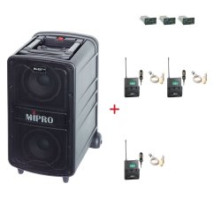 MIPRO MA-828 PLUS + 3× MU-53LS – klopová kardioidní sada, tělová