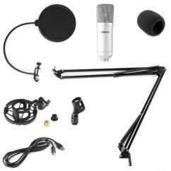 Vonyx CMS300S set studiového USB mikrofonu, stříbrný