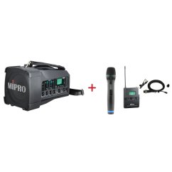 MIPRO MA-100D + ACT-32H + MU-55L – ruční a klopová sada, černá