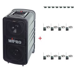 MIPRO MA-929 PLUS + 8× MU-55L – klopová všesměrová sada, černá