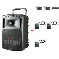 MIPRO MA-808 + 3× MU-55L – klopová všesměrová sada, černá
