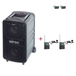 MIPRO MA-828 PLUS + 2× MU-53L – klopová kardioidní sada, černá
