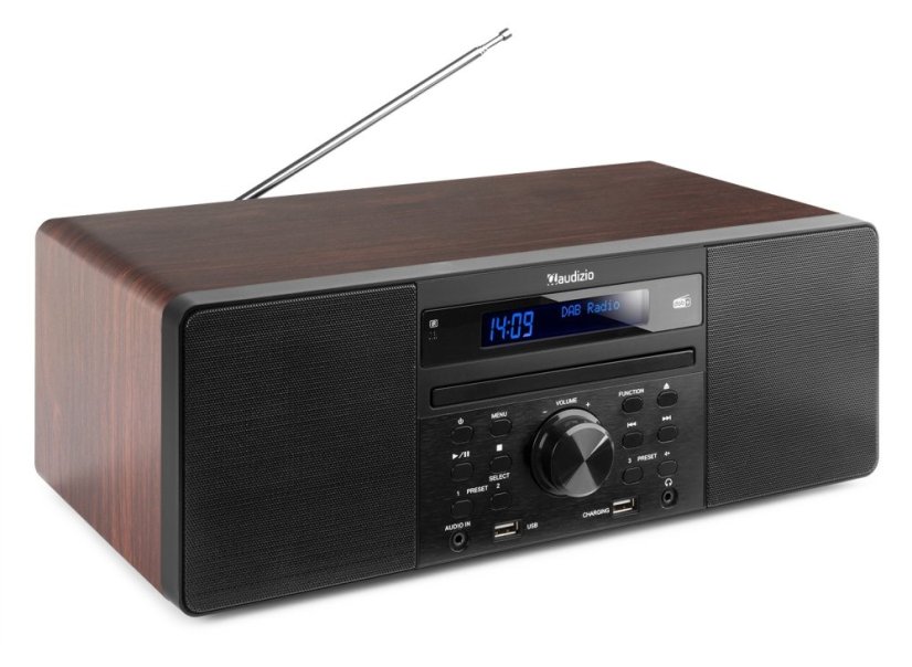 Audizio Prato mikrosystém s FM/DAB+, CD, USB a Bluetooth, tmavé dřevo