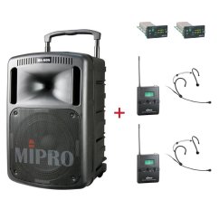 MIPRO MA-808 + 2× MU-506H – náhlavní pevnější kardioidní sada, černá