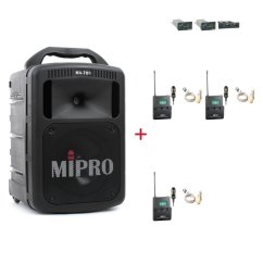 MIPRO MA-708 + 3× MU-53LS – klopová kardioidní sada, tělová