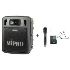 MIPRO MA-300D + ACT-32H + MU-53HN – ruční a náhlavní sada, černá