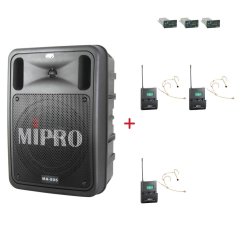 MIPRO MA-505 + 3× MU-506HS – náhlavní kardioidní sada, tělová