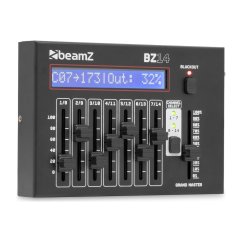 BeamZ BZ14 — mini DMX ovladač (14 kanálů ve 2 bankách po 7, master fader)