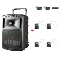 MIPRO MA-808 + 4× MU-53HNS – náhlavní kardioidní sada, tělová