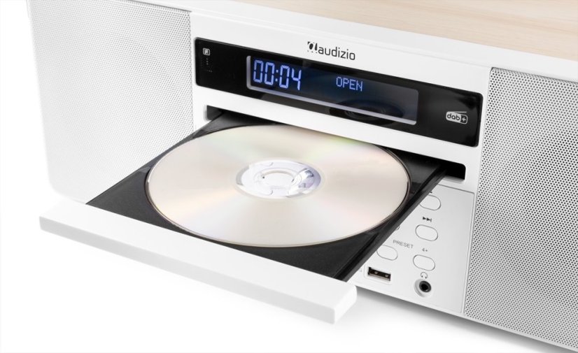 Audizio Prato mikrosystém s FM/DAB+, CD, USB a Bluetooth, bílý