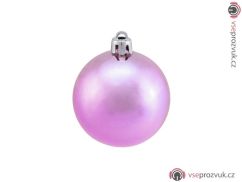 Vánoční dekorační ozdoby, 6 cm, růžová metalíza, 6 ks