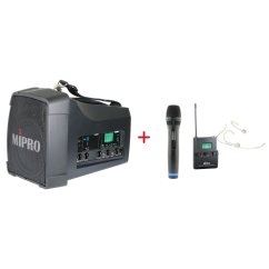 MIPRO MA-200D + ACT-32H + MU-55HNS – ruční a náhlavní sada, tělová