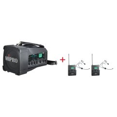 MIPRO MA-100D + 2× MU-55HN – náhlavní všesměrová sada, černá