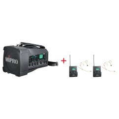 MIPRO MA-100D + 2× MU-506HS – náhlavní kardioidní sada, tělová