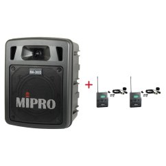 MIPRO MA-300D + 2× MU-53L – klopová kardioidní sada, černá