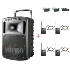 MIPRO MA-808 + 4× MU-55LS – klopová všesměrová sada, tělová