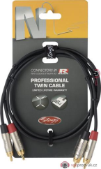 Stagg NTC060CR, kabel dvojitý RCA/RCA, 0,6m