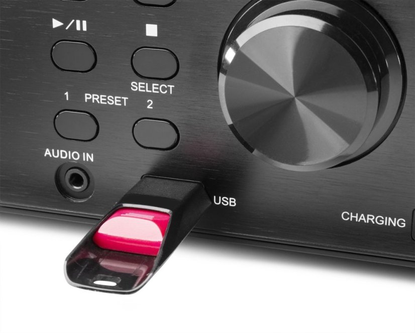 Audizio Prato mikrosystém s FM/DAB+, CD, USB a Bluetooth, tmavé dřevo