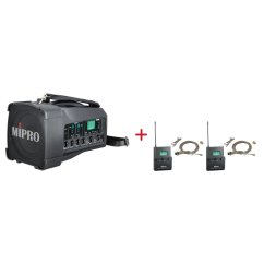 MIPRO MA-100D + 2× MU-55LS – klopová všesměrová sada, tělová
