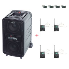 MIPRO MA-828 PLUS + 4× MU-55HNS – náhlavní všesměrová sada, tělová