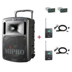 MIPRO MA-808 + 2× MU-55L – klopová všesměrová sada, černá