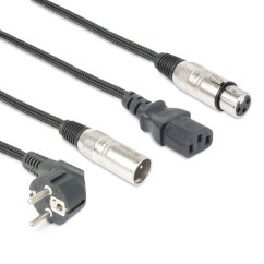 BeamZ Professional CX10-10 Light Combi Cable Schuko - XLR M / IEC F - XLR F 10M