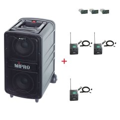 MIPRO MA-828 PLUS + 3× MU-55L – klopová všesměrová sada, černá