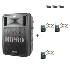 MIPRO MA-505 + 3× MU-55LS – klopová všesměrová sada, tělová
