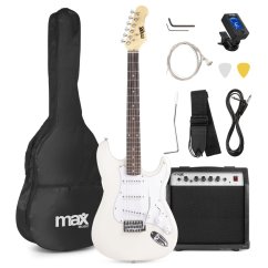 Max GigKit Set elektrické kytary se zesilovačem, bílý
