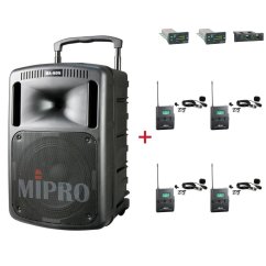 MIPRO MA-808 + 4× MU-53L – klopová kardioidní sada, černá