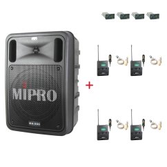 MIPRO MA-505 + 4× MU-53LS – klopová kardioidní sada, tělová