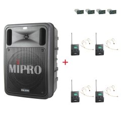 MIPRO MA-505 + 4× MU-506HS – náhlavní kardioidní sada, tělová