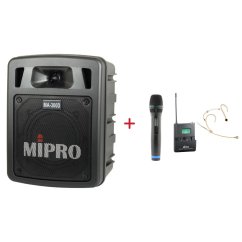 MIPRO MA-300D + ACT-32H + MU-506HS – ruční a náhlavní sada, tělová