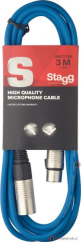 Stagg SMC3 CBL, kabel mikrofonní XLR/XLR, 3m, modrý