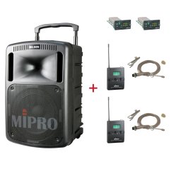 MIPRO MA-808 + 2× MU-55LS – klopová všesměrová sada, tělová