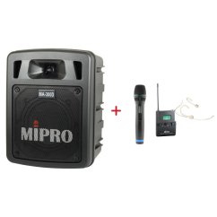 MIPRO MA-300D + ACT-32H + MU-55HNS – ruční a náhlavní sada, tělová