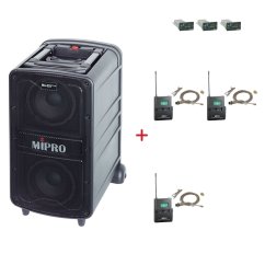 MIPRO MA-828 PLUS + 3× MU-55LS – klopová všesměrová sada, tělová