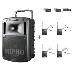 MIPRO MA-808 + 4× MU-55HN – náhlavní všesměrová sada, černá
