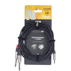 Stagg NYC2/MPS2PR, kabel 2x mono JACK/1 x stereo mini JACK, 2m