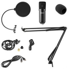 Vonyx CMS300B set studiového USB mikrofonu, černý