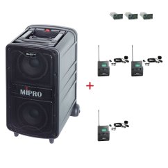 MIPRO MA-828 PLUS + 3× MU-53L – klopová kardioidní sada, černá