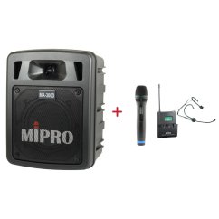 MIPRO MA-300D + ACT-32H + MU-55HN – ruční a náhlavní sada, černá
