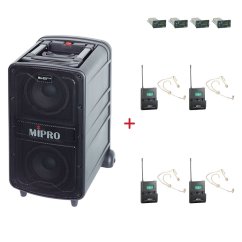 MIPRO MA-828 PLUS + 4× MU-53HNS – náhlavní kardioidní sada, tělová