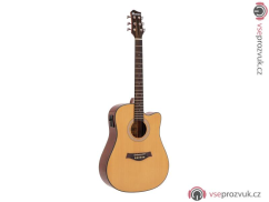 Dimavery STW-90, elektroakustická kytara typu Dreadnought, přírodní